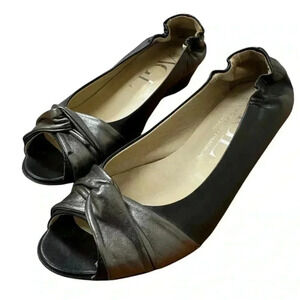 AGL Peep toe Wedge Twist Knot Flat Leather Wedge Black US 7 EUC
